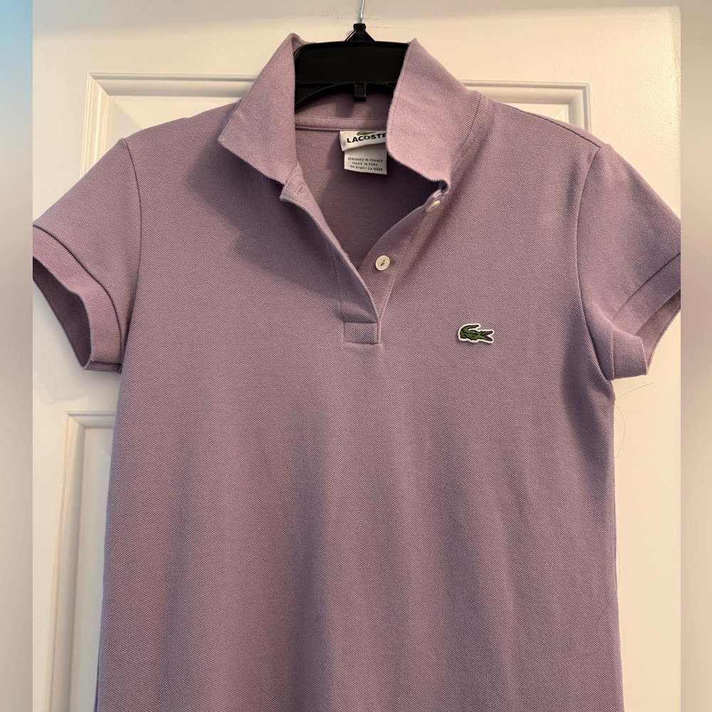 Women's Lacoste purple short sleeve polo shirt